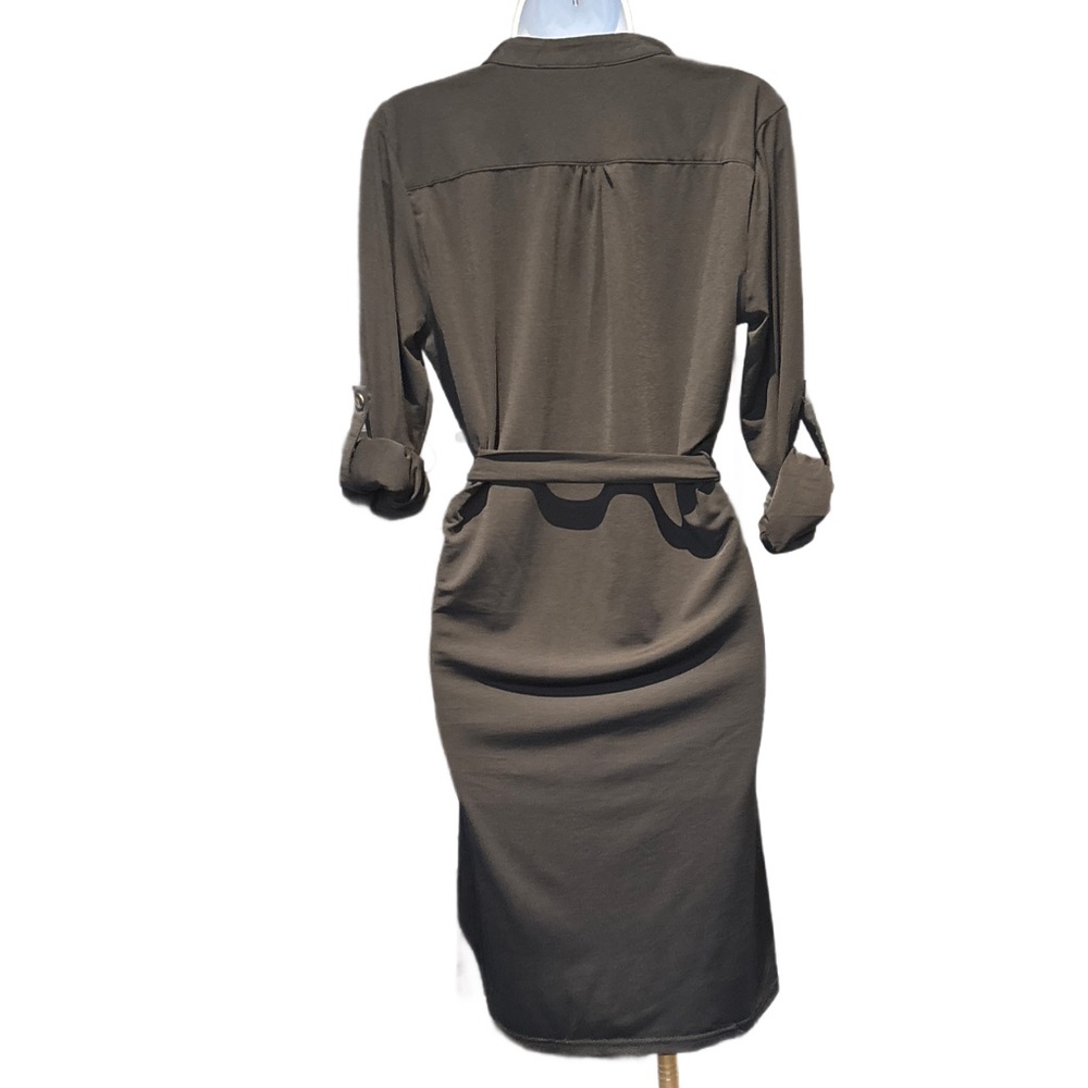 Elegant Long Sleeve Black Shirt Dress - Picture 4 of 7